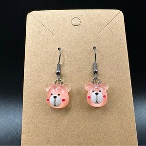 Pink Bear Earrings for Kids